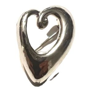 Vintage Monet Silver Tone Unique Heart Brooch, .75” tall